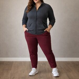 HALARA Burgundy Pinstriped Athletic Pants